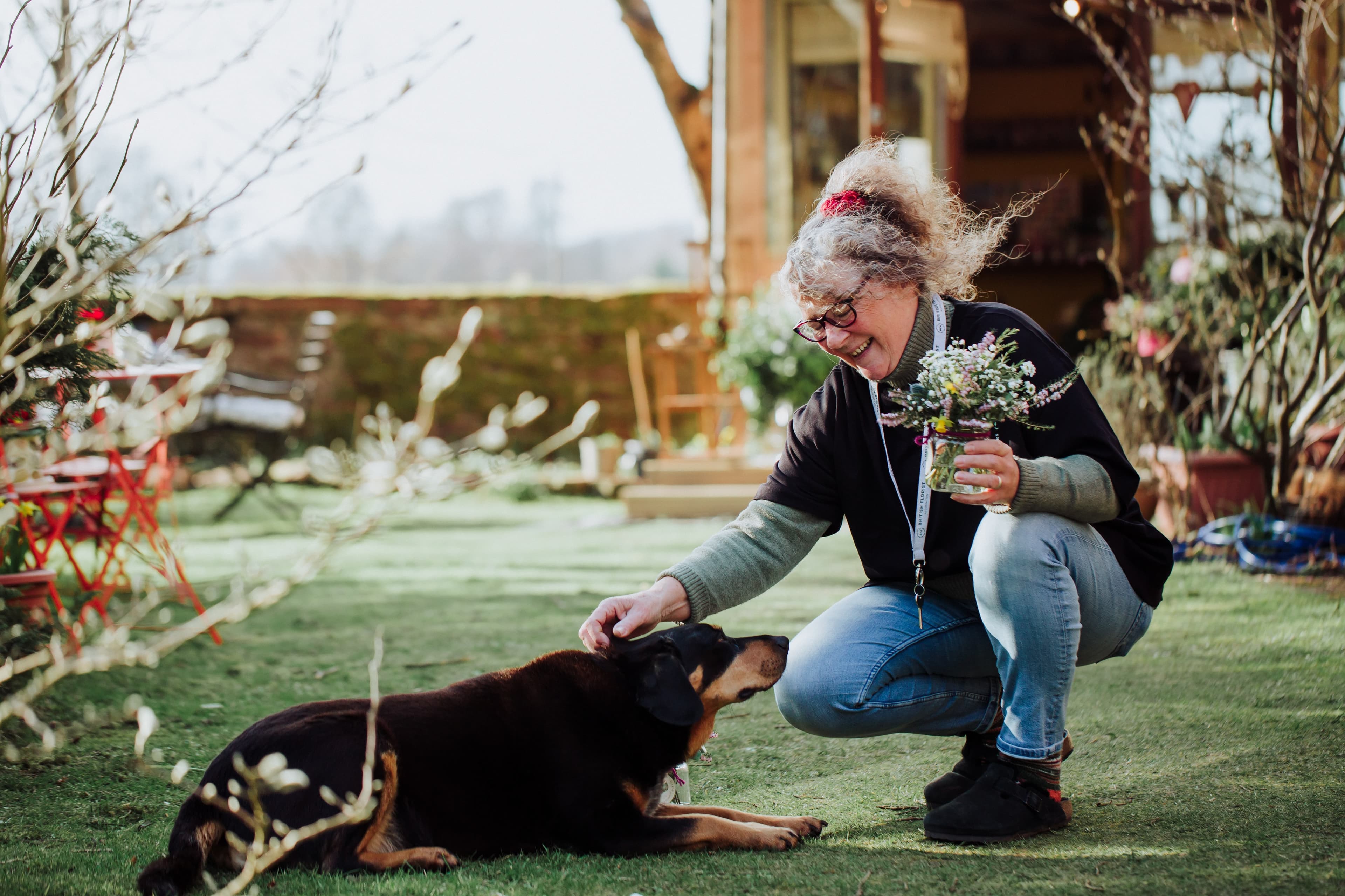 Carol, one of the hosts, with her dog Maisie.